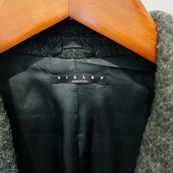 SISLEY Italian Mens MOHAIR Alpaca Wool Overcoat Over Coat Size EU 50 /US 40 - Picture 11 of 16